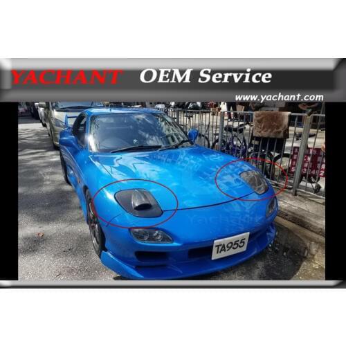 Car-Styling FRP Fiber Glass Headlight Cover 2Pcs Fit For 1992-1997 RX7 FD3S Vented Type1 Style Headlight Covers Kit