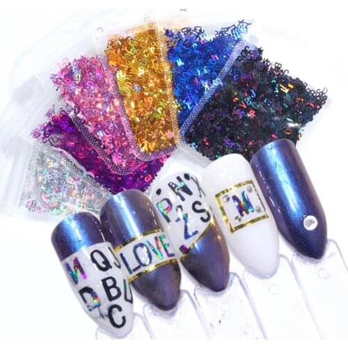 Ultrathin Mixed Letter Shape Nail Art Sequins DIY Glitter Manicure Decorations Acrylic Rhinestones Crystal Back Nail Rhinestone