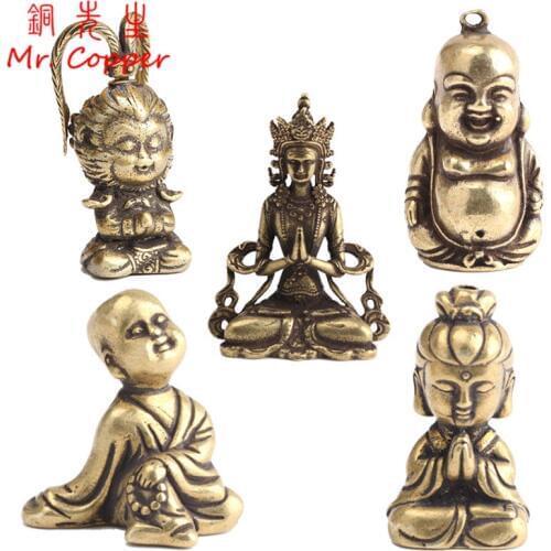 Vintage Copper Buddha Statue Chinese Super Hero Monkey King Figurines Ornaments Brass Home Desk Decorations Accessories Crafts