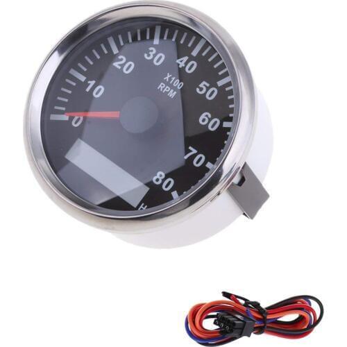 85mm Waterproof Marine Tachometer 8000 rpm Tachometer Gauge Adjustable Engine Meter for Car Boat Motorcycle with Backlight