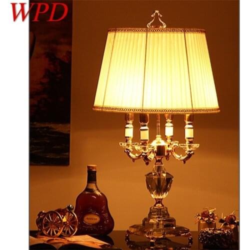 WPD Dimmer Crystal Table Lamp Modern LED Luxury Candle Shade Desk Light Decorative for Home Bedside