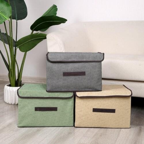 Cotton Linen Storage Box With Cap Clothes Socks Toy Snacks Sundries Organizer Set Fabric Boxes Cosmetics Household Organizer
