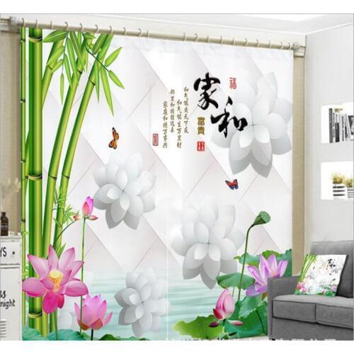 Blackout Curtains for the Bedroom 3D Window Curtain Luxury living room decorate Lotus pattern Cortina Drapes Rideaux pillowcase