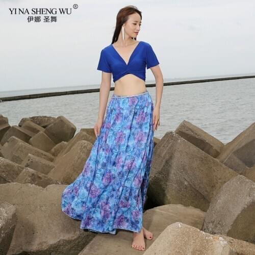 Tribal Belly Dance Performance Gypsy Clothes Bohemia Floral Skirt Women Linen Skirts 2pcs Set Top Skirt Bellydance Wear New