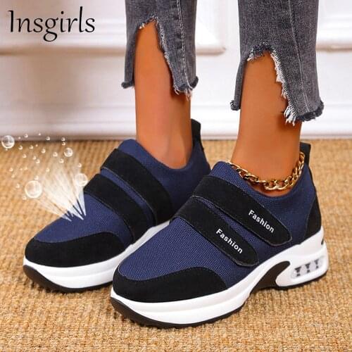 Womens Sport Shoes 2021 Summer Mesh Ladies Double Hook&Loop Breathable Running Walking Sneakers 35-43 Large-Sized Flats