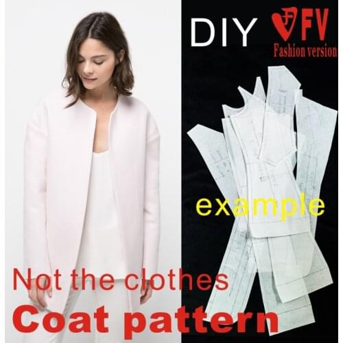 Round neck casual short and mid-length womens coat finished product 1:1 pattern cutting drawing BFY-58