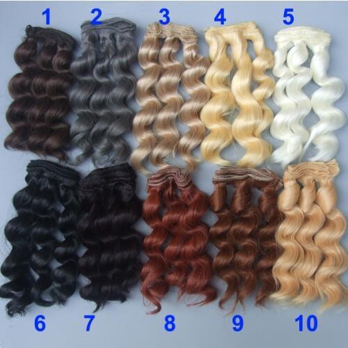 15cm curly wigs hair for doll brown black color Hair Natural Color braided Wigs for BJD Doll