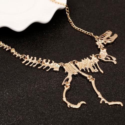 2017 Fashion Jewelry Gothic Tyrannosaurus Rex Skeleton Dinosaur Pendant Necklace Chain Choker Necklace For Women