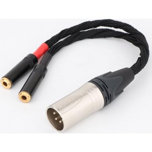 Preffair 4Pin XLR Balanced Male To Dual 3.5mm Female (Balanced), Headphone Audio Adapter Cable