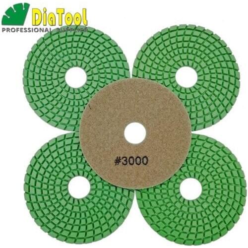 5pcs 4" #3000 Professional Diamond Flexible wet polishing pads for stone, ceramic/tile, Sanding discs Premium quality 100mm