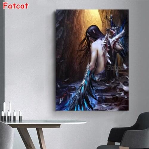 5D Diamond Painting Angel Wing Warrior Full Drill Diamond Embroidery Animal Needlework Beaded Rhinestones Art Handicraft PP2112