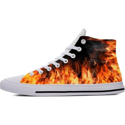 Flaming Flame Skull Anime Funny Popular Classic Casual Cloth Shoes High Top Lightweight Breathable 3D Print Men women Sneakers