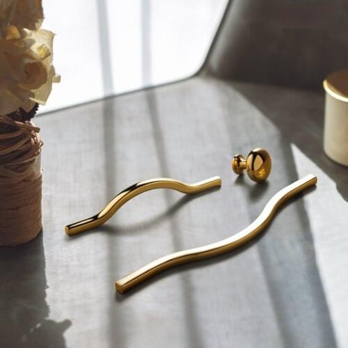 Door handle shining luxury modern simple black cabinet gold drawer long handle wardrobe door handle polished knob