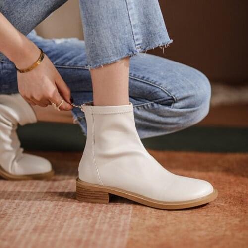 New Autumn/Winter Fashion Women Shoes Round Toe Low Heel Women Boots Solid Ankle Boots for Women Women Boots Chunky Boots
