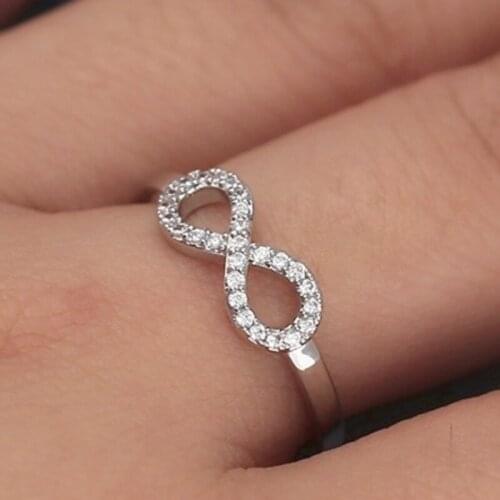 CAOSHI Fashion Style Infinite Shape Womens Wedding Ring Mini Zirconia Paved Christmas Gifts for Couples Simple Design Jewelry