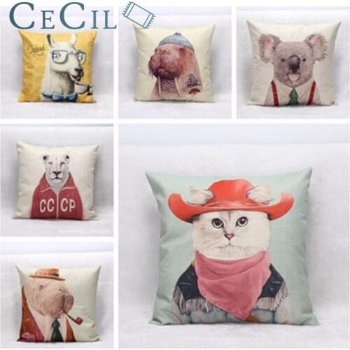 Cartoon Cat Giraffe Cushion Cover Animal Funny Pet 45x45cm Pillow Case Home Decorative Pillows Cover For Sofa Car Office Cojines