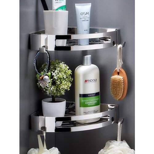 Shower rack 304 stainless steel bathroom triangle basket shower room bathroom toilet without punching