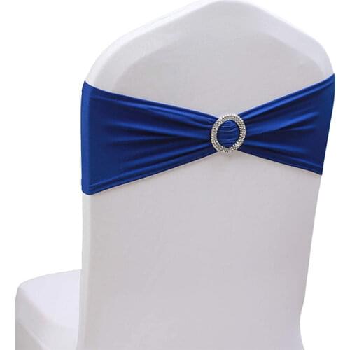 50pcs Chair Sashes Stretch Spandex Chair Decoration Wedding Chair Sash with Ring Banquet Party Decor noeud de chaise mariage