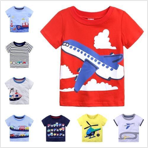 Plane Little Boy t shirts Baby Boys T-Shirts Summer Toddler Boys tshirt Kids Top 100% Cotton tee shirt Jersey Blouses 1-6Year