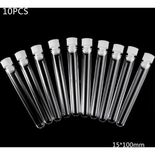 Hot sale 10Pcs/Pack 15x100mm Transparent Plastic Test Tubes Lab Test Tool With Screw Cap