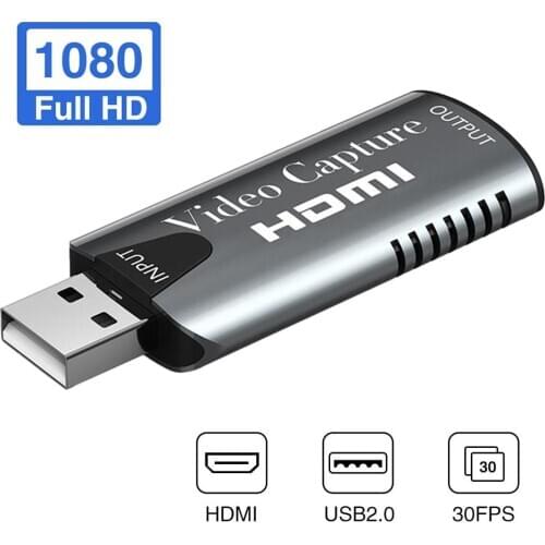Mini USB 2.0 Audio Video Capture Card 1080p HD HDMI to USB 2.0 Acquisition Card Converter for Computer Live Streaming Broadcast