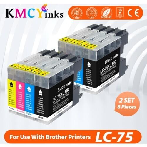 KMCYinks LC 75 Ink Cartridge LC12 LC40 LC71 LC73 LC75 LC400 LC1220 LC1240 For Brother Inkjet Printer MFC-J6910CDW J6710CDW