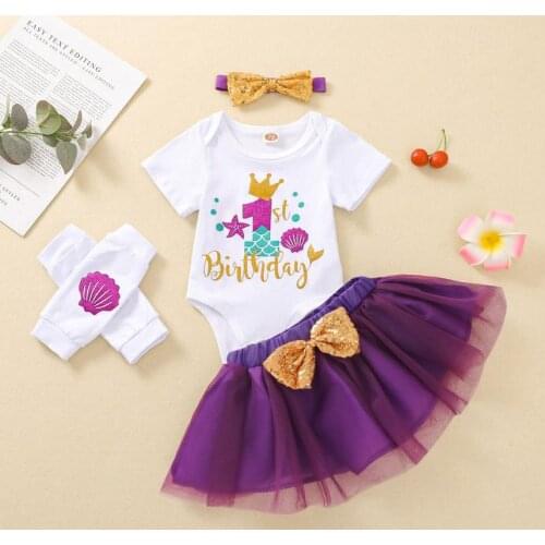 Baby Girls Birthdays Suit Letter Print Romper Skirt Leg Headwear Babys Sets for Birthday Party Photography