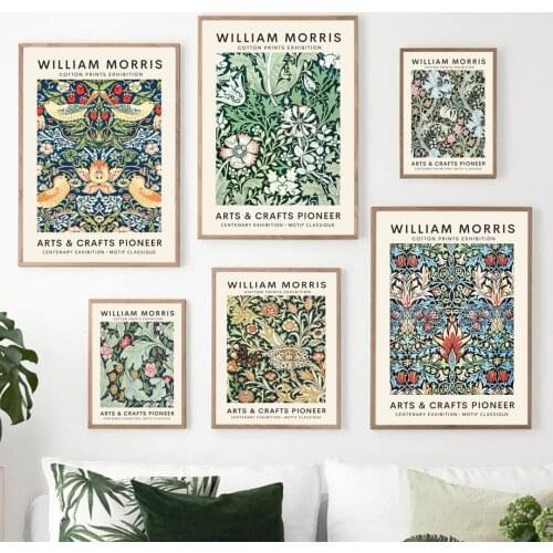 Colorful William Morris Flower Leaf Vintage Abstract Wall Art Canvas Painting Prints And Posters Wall Pictures For Bedroom Decor