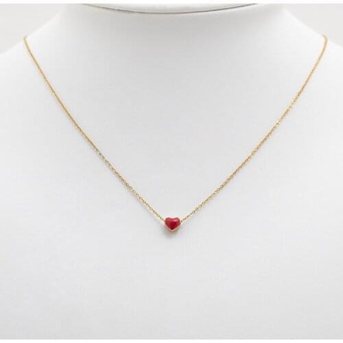 Summer Fashion Love Necklace Red Drop Nectarine Heart Clavicle Chain, Fashion Simple Red Love Necklace