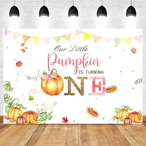 MOCSICKA Little Pumpkin Theme One Birthday Photo Background 1st Birthday Party Backdrop for Baby Flowers Maple Leaf Point
