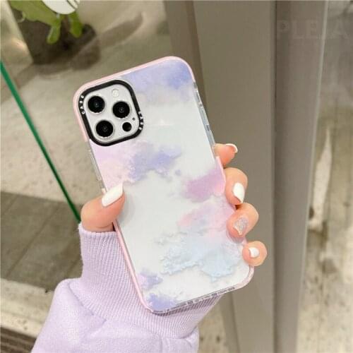 Fashion Colored clouds Painting Phone Case For iphone 12 mini 11 Pro Max 7 8 plus X XR XS Max SE 2020 Cute Silicone Back Cover