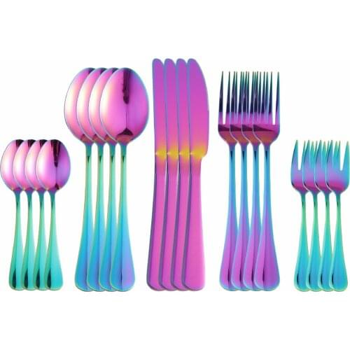 20Pcs Stainless Steel Cutlery Tableware Set Rainbow Dinnerware Dinner Wedding Flatware Set Forks Knives Spoons Set Silverware