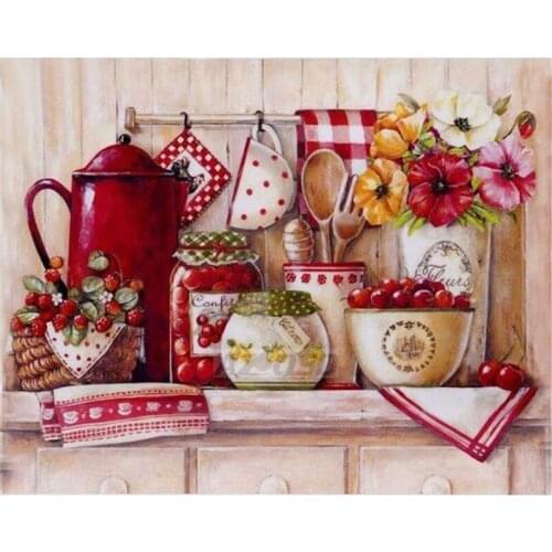 Diamond Painting Kits for Adults,Diamond Painting for DIY Home Art Painting Decoration Kitchen Corner Vase Kettle