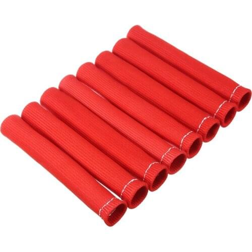 New Arrival 8pcs 2500F Red Car Spark Plug Wire Boots Protector Sleeve Heat Shield Cover FOR Car Repairing Parts