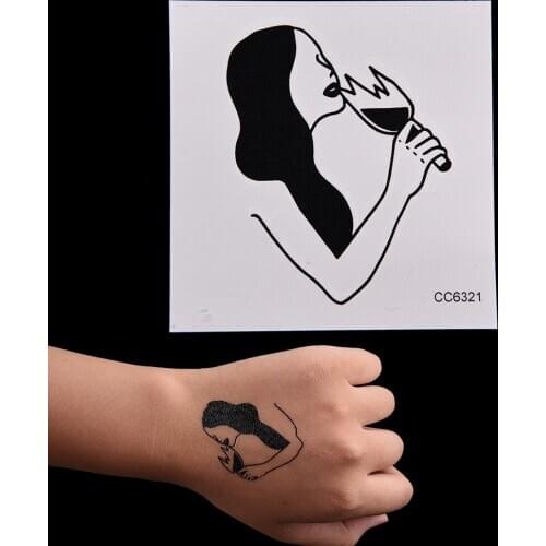 Body Art Water Transfer Fake Taty Vintage Old School Style Naked Drinking Women Temporary Tattoo Sticker 60*60mm