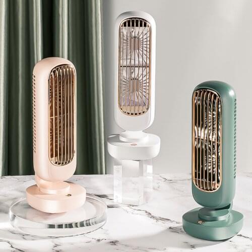 Portable Tower Fan USB Mini Cooling Desk Fan 3 Speeds Dual Blades Air Circulation Cooler Personal Stand Fan for Home Office