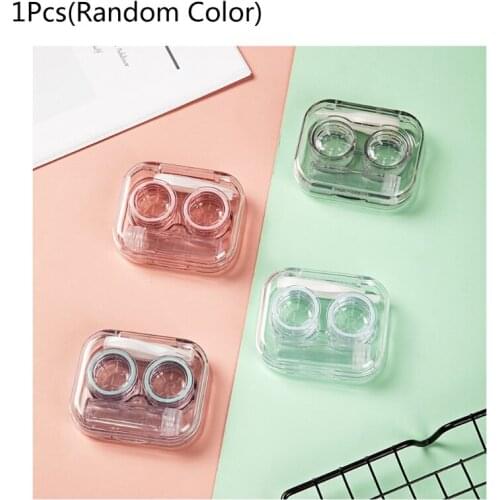 Portable Mini Clear Flip Top Contact Lens Case Travel Kit Stylish Simple Soak Storage Container Holder with Empty Bottle