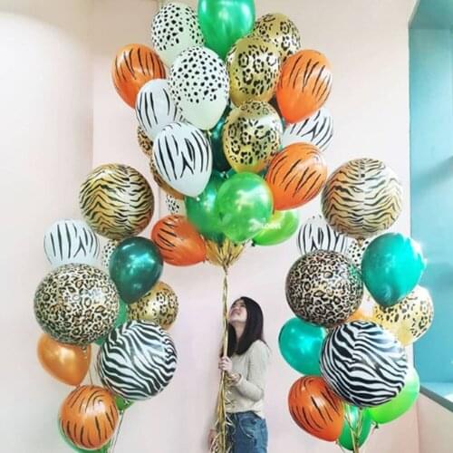 Animal Printed Cow Tiger Zebra Leopard Latex Balloon Jungle Theme Birthday Wedding Decorations Summer Party Baby Shower Supplies
