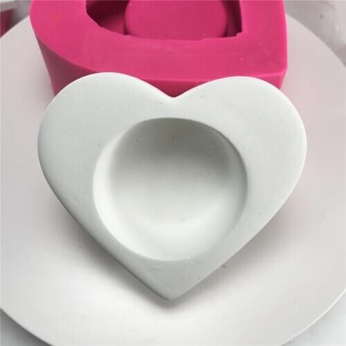 Diy Aromatherapy Gypsum Candlestick Mold Cement Concrete Love Mould Heart-shaped Candle Cup Candlestick Decoration Mold 45a