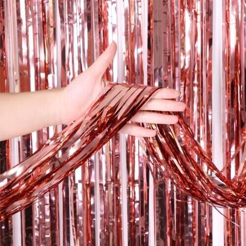 Birthday Party Wedding Decoration Backdrop Curtains Glitter Glossy Fringe Tinsel Foil Curtain Baby Shower Anniversary Photo Prop