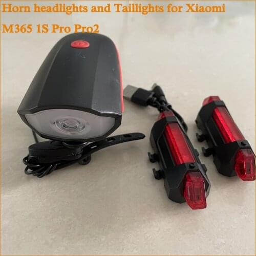 Waterproof Headlight LED Warning Light with Horn Tail Lamp For Xiaomi M365 1S Pro Pro2 Bike Bicycle Taillight USB Charging Light