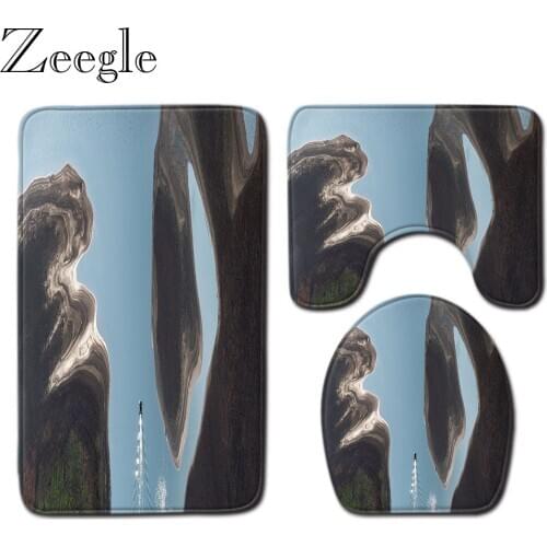 Zeegle 3pcs Bath Mat Bathroom Carpet Absorbent Shower Carpet Foot Mat Funny Bath Mats Washable Anti-slip Bathroom Rug Set