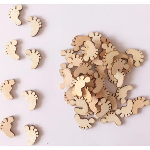 100pcs DIY Footprint Wood Chips Baby foot Spacer Loose beads Fit kids Handmake Baby show wedding Xmas Party Crafting Decoration