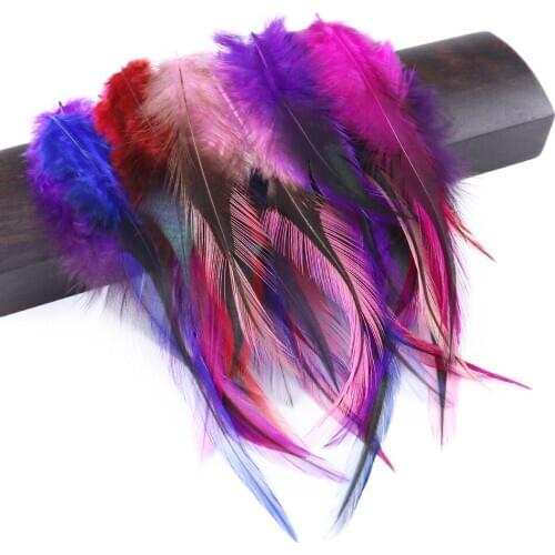 100pcs Colorful Rooster Badger Saddle Feathers 4-6 inch/10-15CM Natural Chicken Plumes Jewelry Making Crafts