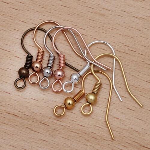 1000pcs copper earring hooks spring ear hook with ball earring findings jewelry accessories