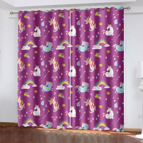 3D Animal Personalized Stripe Printing Childrens Bedroom Living Room Curtain Shade Custom Curtain Set with Hook Accessories