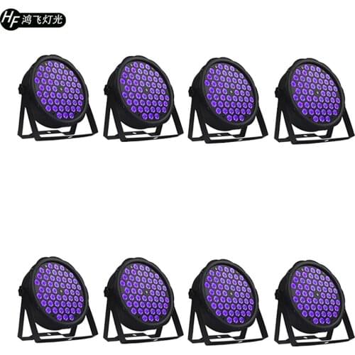 8 pieces / 54 led ultraviolet par lights dmx512 flat par uv light dj lights party lights