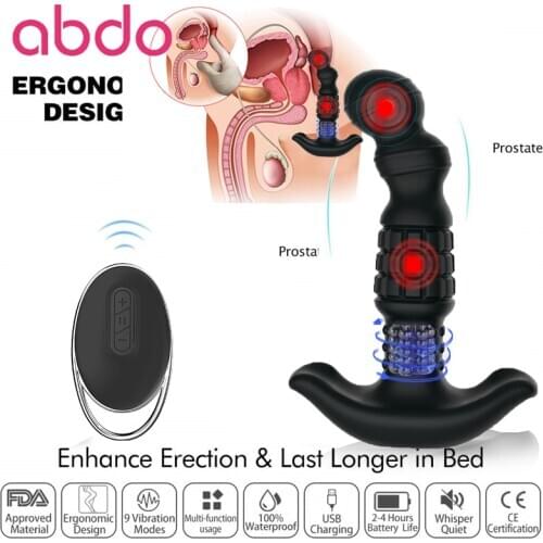 Abdo 360 Degree Rotating Dildo Anal Vibrator Male Prostate Massage Wireless Vibrator Rotation Anal Plug Dilator Big Butt Plug