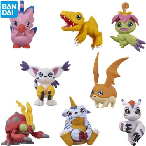 Bandai Gashapon Toy Digimon Hugcot 8Pcs Agumon Tailmon Gabumon 4Cm Cute Kawaii Anime Figure Collection Model Kids Toys Gift