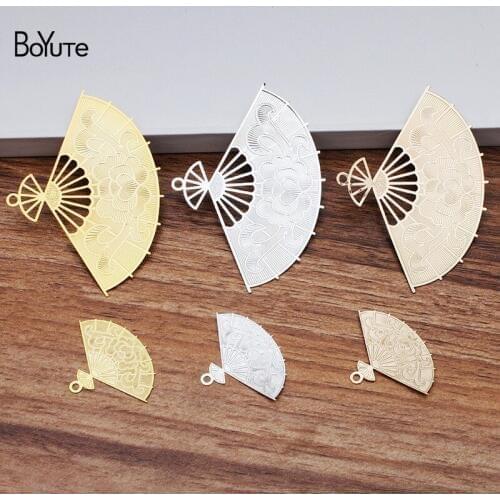 BoYuTe (10 Pieces/Lot) Metal Brass Corrosion Sheet 26*35MM 48*59MM Fan Pendant Diy Hand Made Jewelry Accessories Wholesale